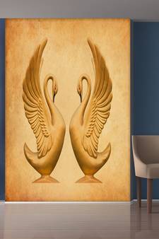 White Beautiful Ducks Mural Wallpaper