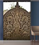 White Flowers and Standing Lord with Multiple Hands Mural Wallpaper