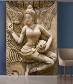 White Angel Sitting with Flowers Wallpaper