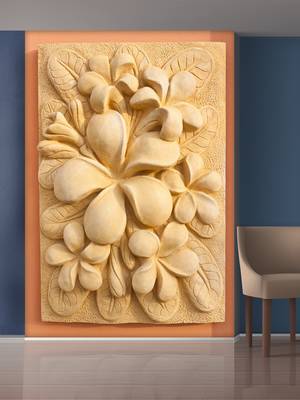 White Flowers and Leaves Mural Wallpaper 1