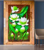 White Flowers and Green Leaves Mural Wallpaper