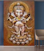 White Lord Ganesha Mural Wallpaper