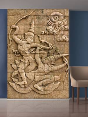 Grey Stones and Statue Mural Wallpaper 1
