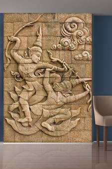 Grey Stones and Statue Mural Wallpaper