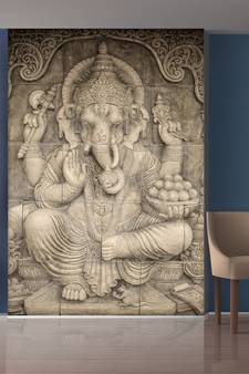 Whie Stones and Lord Ganesha Mural Wallpaper