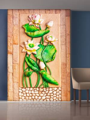 Pink Flowers and Green Leaves Mural Wallpaper 1