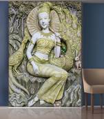 Golden Peacock and Lady Mural Wallpaper