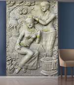 White Trees and Ladys Mural Wallpaper