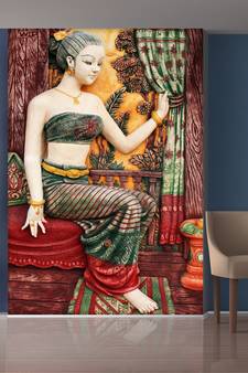Sitting Lady Mural Wallpaper
