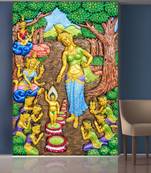 Green Trees and People Doing Worship Mural Wallpaper