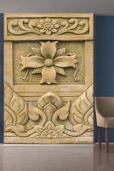 Brown Flowers and Leaves Mural Wallpaper
