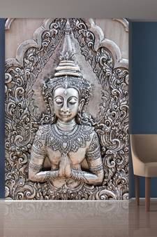 Silver Praying Hand Man Mural Wallpaper