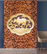 Pink Flowers and Golden Cow Mural Wallpaper