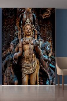 Brown Dancing Ladys Statue Mural Wallpaper