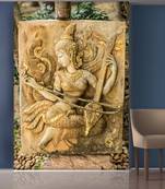 Brown Beautiful Lady palying Sitar Mural Wallpaper