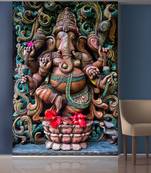 red Lord Ganesha Mural Wallpaper