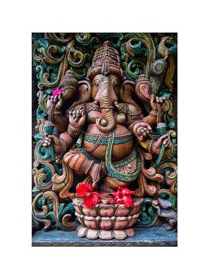 red Lord Ganesha Mural Wallpaper 2