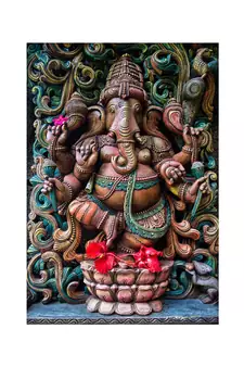 red Lord Ganesha Mural Wallpaper