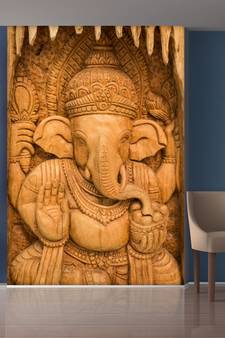 Yellow Lord Ganesha Mural Wallpaper