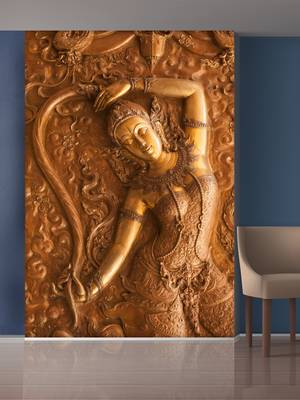 Golden Dancing Women Mural Wallpaper 1