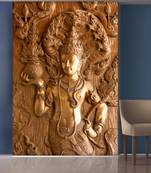 Golden Flowers and Lord Statue Mural Wallpaper