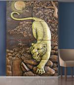 Brown Tree and Golden Angry Tiger Mural Wallpaper