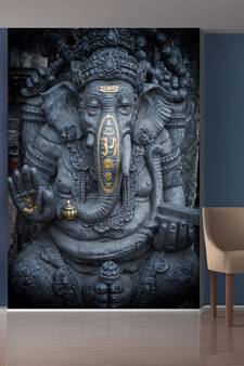 Grey Lord Ganesha Mural Wallpaper