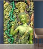 Golden Leaves and Lady Mural Wallpaper