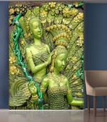 Golden Queen and Flowers Mural Wallpaper