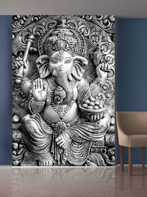 Silver Lord Ganesha Mural Wallpaper 1