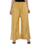 Women Peach Solid Relaxed Gold Print Palazzo Pants with Elastic Drawstring (Free Size)