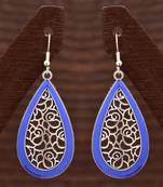 Varso Jewells Trendy Dangler Earrings With Blue Meena Work for Women ER21711Blu