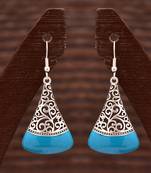 Varso Jewells Glamorous Trianglular Earrings With Light Blue Meena Work for Women ER21712LBlu
