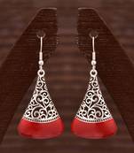 Varso Jewells Glamorous Trianglular Earrings With Red Meena Work for Women ER21712Red