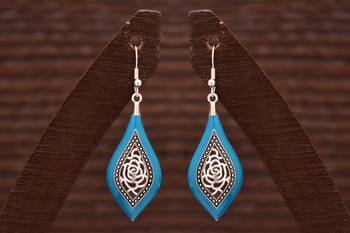 Varso Jewells Trendy Dangler  Earrings With Light Blue Meena Work for Women ER21713LBlu 1