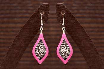 Varso Jewells Trendy Dangler  Earrings With Light Pink Meena Work for Women ER21713LPin 1