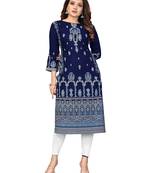 MClothing Women's Printed Ladli Foil Print Kurti Viscose Rayon Fabric Woven Beautiful Stitched Design Garments Piece