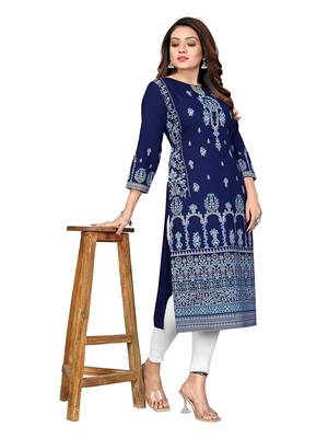 MClothing Women's Printed Ladli Foil Print Kurti Viscose Rayon Fabric Woven Beautiful Stitched Design Garments Piece 5