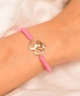 OM Single Diamond Cord Rakhi Bracelet 2