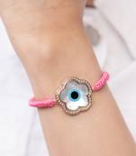 Large Flower Evil Eye Diamond Cord Rakhi Bracelet