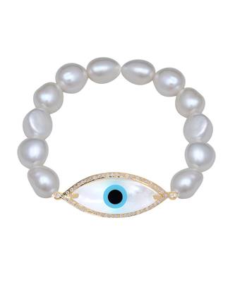 Large Marquise Evil Eye Diamond Pearl Bracelet 1