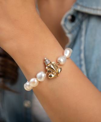 Ganesha Diamond Pearl Bracelet 1