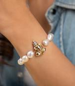 Ganesha Diamond Pearl Bracelet