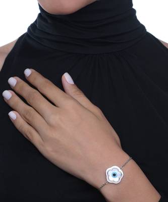 Small Flower Evil Eye Chain Bracelet 2