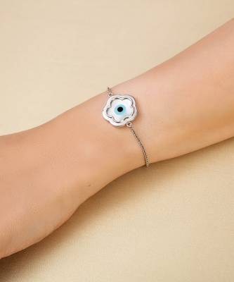Small Flower Evil Eye Chain Bracelet 1