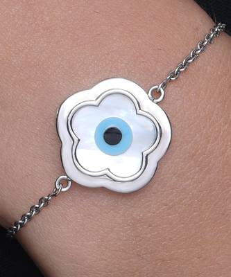 Small Flower Evil Eye Chain Bracelet 3