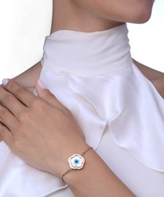 Small Flower Evil Eye Chain Bracelet 2