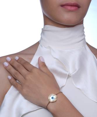 Small Flower Evil Eye Chain Diamond Bracelet 2