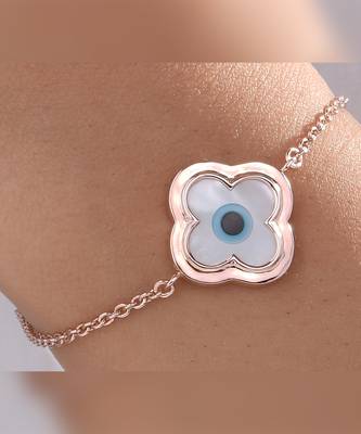 Small Clover Evil Eye Chain Bracelet 1