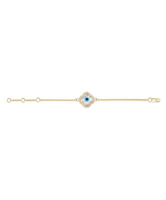 Small Clover Evil Eye Diamond Chain Bracelet 1